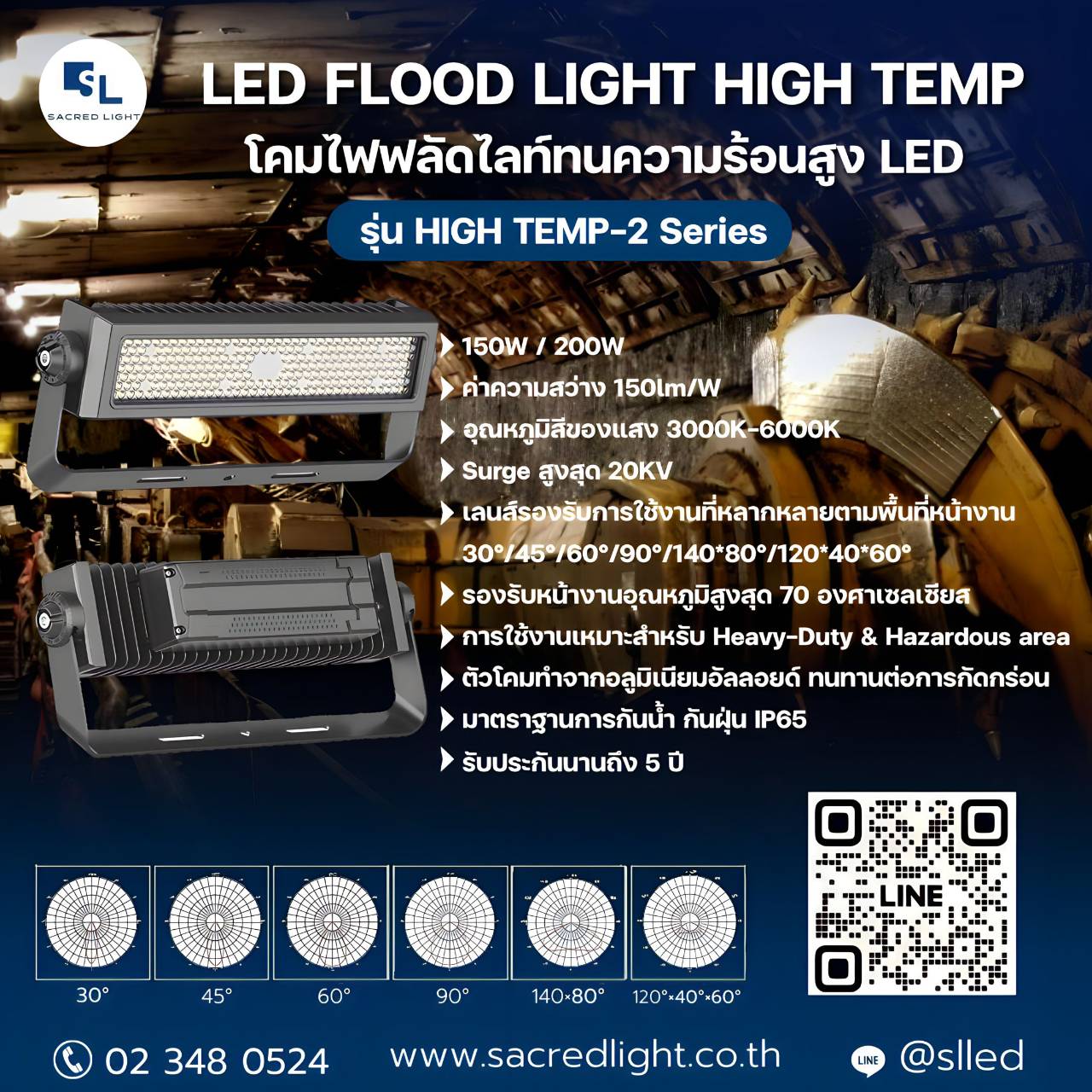 โคมไฟฟลัดไลท์ทนความร้อนสูง LED รุ่น High Temp-2 Series (LED Flood Light High Temp-2 Series)