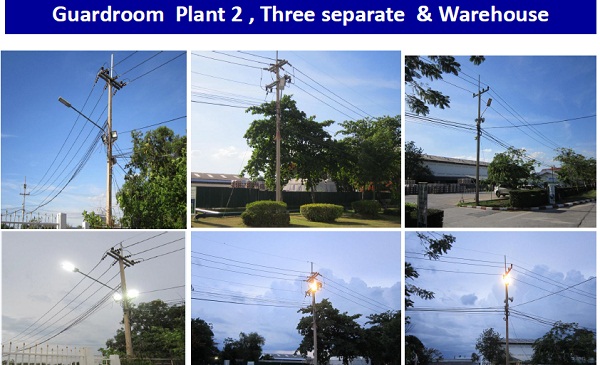 ผลงานการติดตั้งโคมไฟถนน LED (LED STREET LIGHT) @บริษัทผู้ผลิตผลิตภัณฑ์สำหรับห้องครัวและสุขภัณฑ์