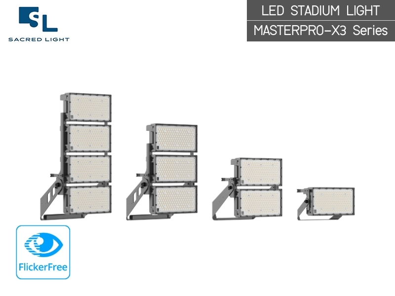ไฟสปอร์ตไลท์สนามฟุตบอล LED 350–1300W | MASTERPRO‑X3 | Sacred Light
