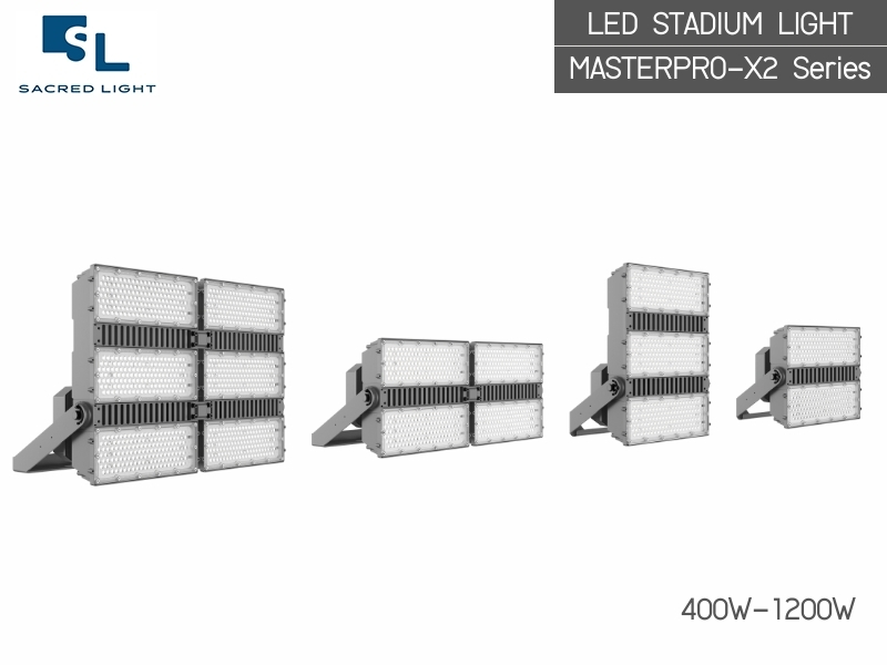 โคมไฟสปอร์ตไลท์ สำหรับสนามกีฬา LED MASTERPRO-X2 Series (400W-1200W) สว่างมาตรฐานสากล น้ำหนักเบาที่สุด โดย SacredLight