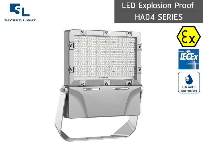 โคมไฟกันระเบิด LED ฟลัดไลท์ HA04 Series 150W–240W สำหรับ Zone 1 Zone 2