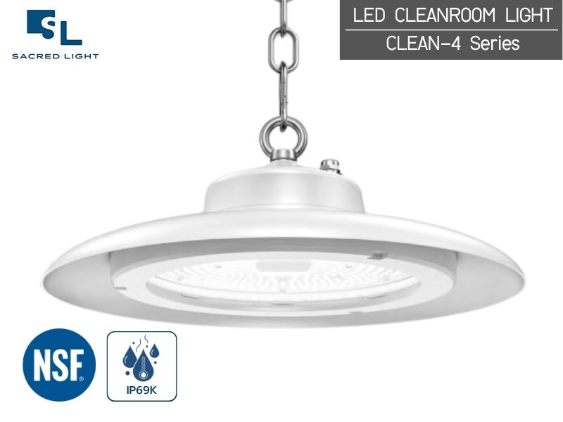 โคมไฟคลีนรูม LED SacredLight CLEAN-4 Series — 165 lm/W IP69K มาตรฐาน NSF รับประกัน 5 ปี