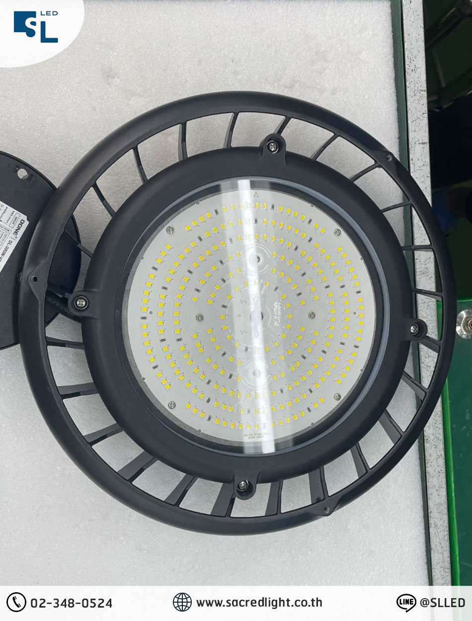 ภาพสินค้าจริงโคมไฟไฮเบย์ LED รุ่น E13 Series หน้าเลนส์กระจกนิรภัย