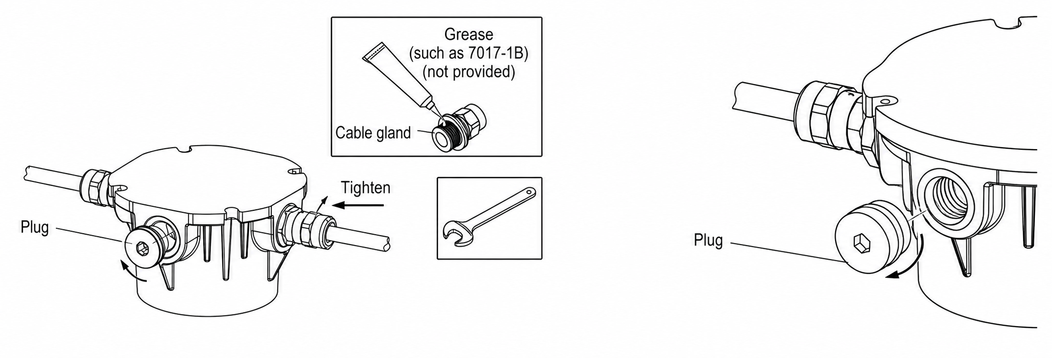 ขั้นตอนติดตั้ง Stopping Plug และ Cable Gland บนตัวเรือนโคมไฟกันระเบิด พร้อมจุดทาจารบีและแรงขันที่ถูกต้อง