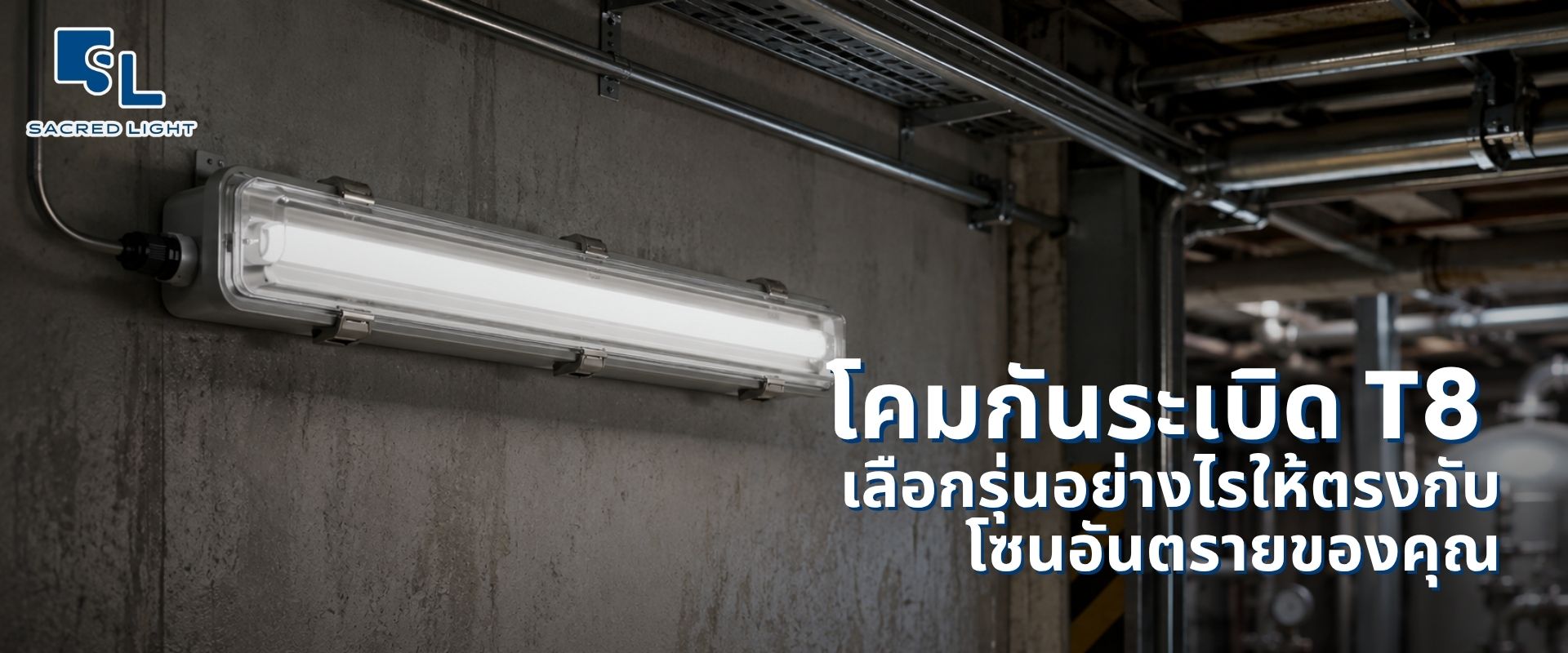 โคมกันระเบิด T8 LED สำหรับโรงงานปิโตรเคมีและห้องปั๊มสารเคมี โดย SacredLight
