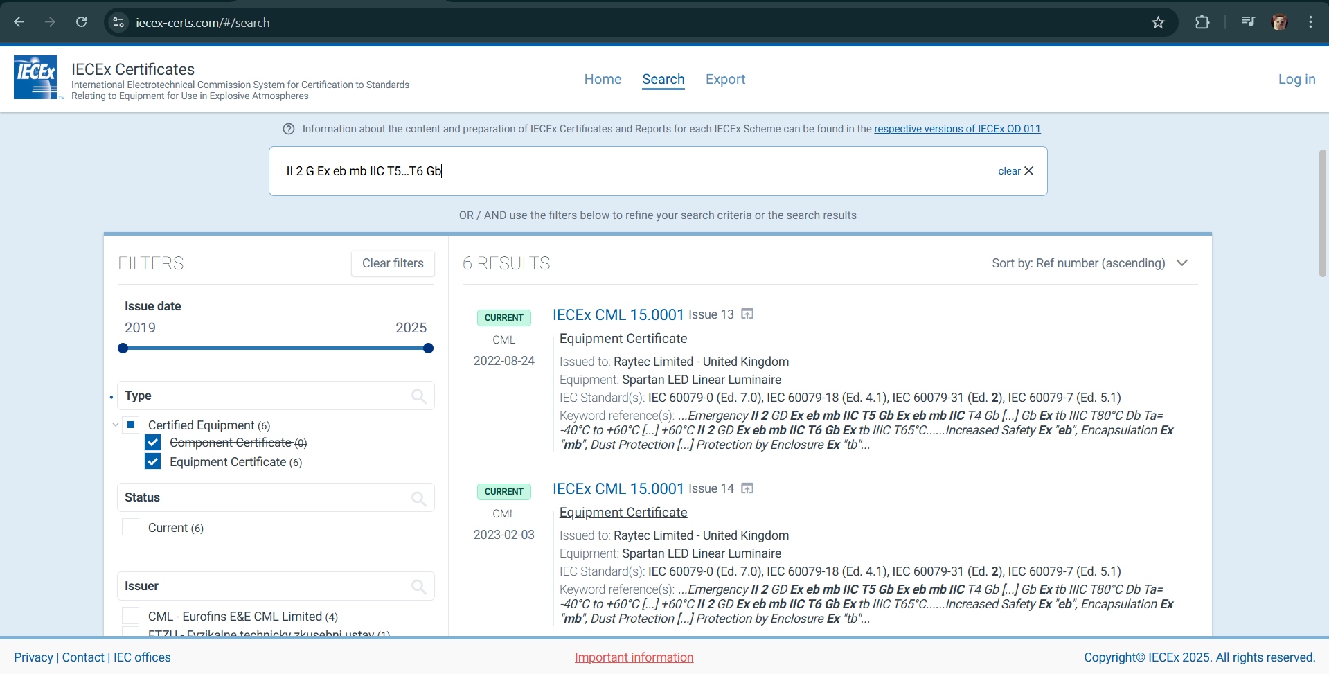ตัวอย่างเอกสารการตรวจสอบเอกสาร IECEx Certificate.png