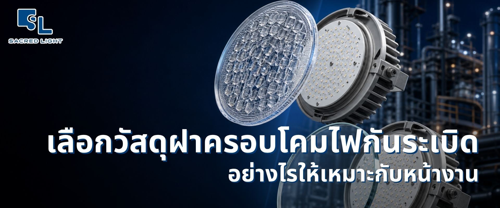 เปรียบเทียบ PC Lens และ Tempered Glass วัสดุหน้าโคม LED กันระเบิด โดย SacredLight