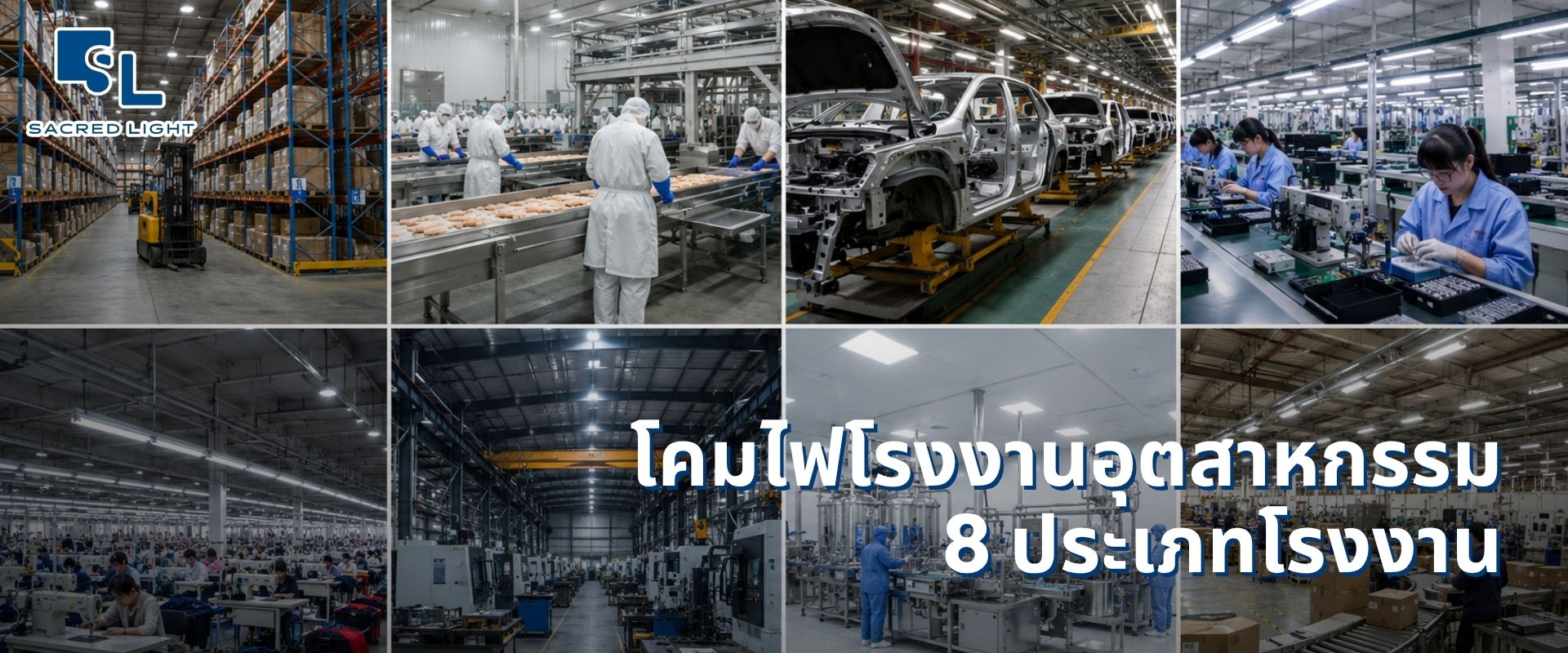 โคมไฟโรงงานอุตสาหกรรม LED ครบ 8 ประเภทโรงงาน SacredLight