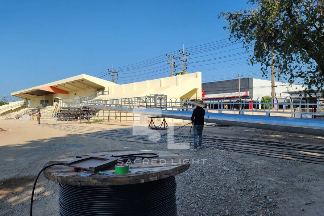 หน้างานเตรียมพื้นที่ฐานรากเสา Highmast