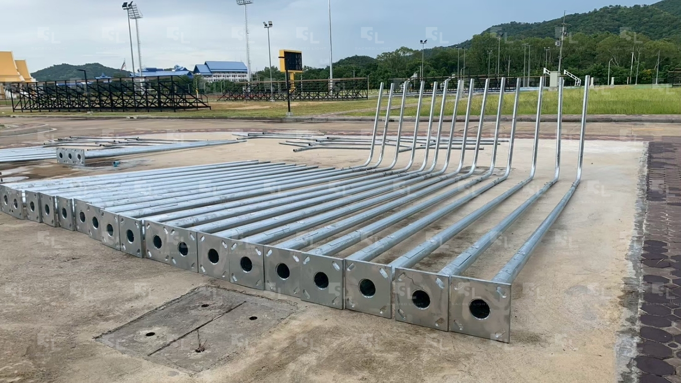 เสาโคมไฟสำหรับงานติดตั้งโคมไฟถนน LED