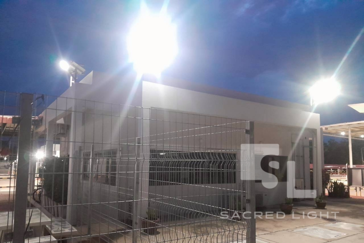 ภาพแสงสว่างบริเวณที่ติดโคมไฟถนนโซลล่าเซลล์ ESL