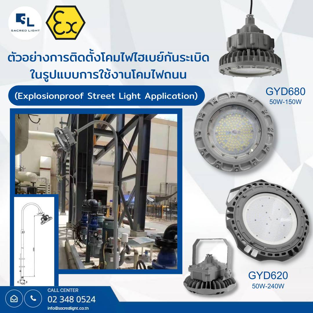 ตัวอย่างการติดตั้งโคมไฟไฮเบย์