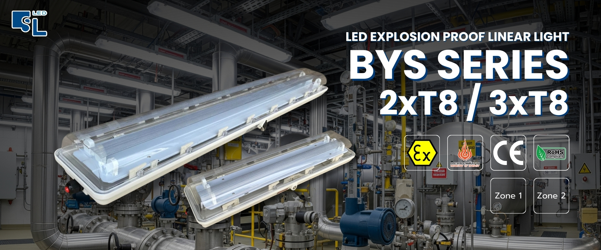 โคมไฟกันระเบิดแบบยาว LED BYS Series