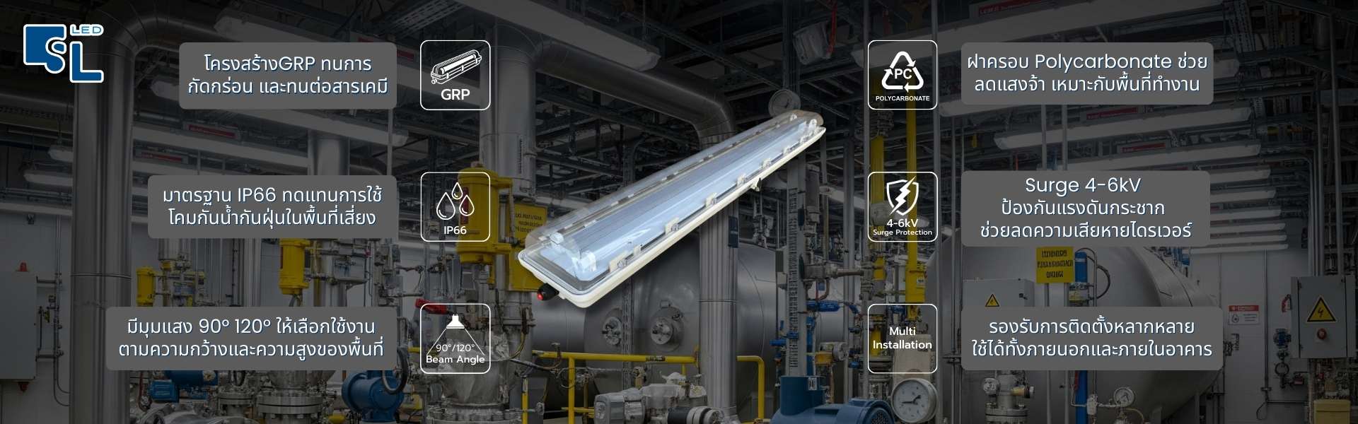 คุณสมบัติเด่น โคมไฟกันระเบิด BYS Series