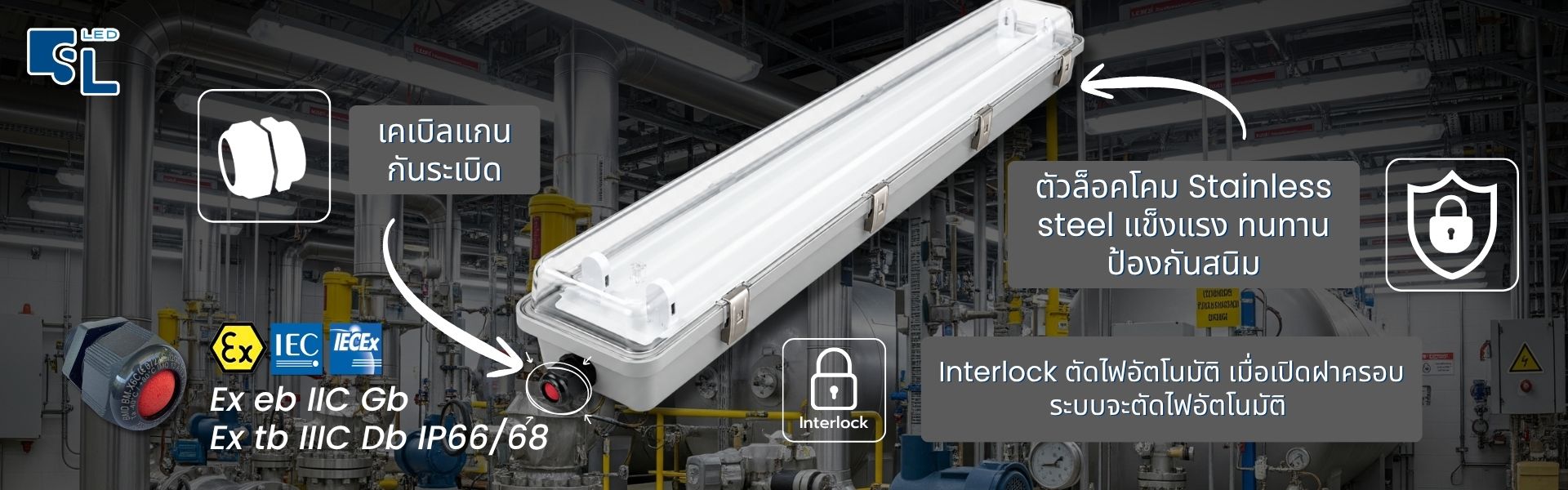 Cable Gland IECEx และอุปกรณ์เสริมโคมไฟกันระเบิด BYS Series IP66 IP68
