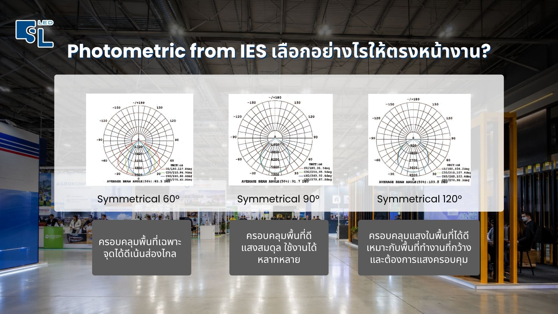 Photometric IES มุมกระจายแสง 60 90 120 องศา โคมไฟไฮเบย์ E11 Series SacredLight