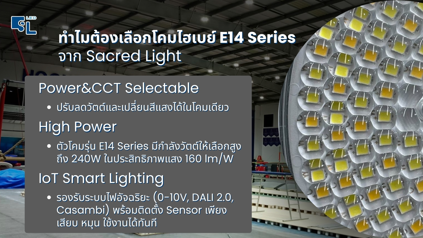 เหตุผลที่ทำให้ต้องเลือกโคมไฟไฮเบย์ E14 Series จาก Sacred Light