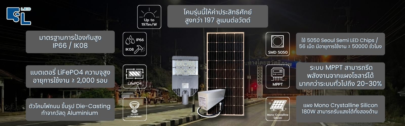 จุดเด่นโคมนวัตกรรมไทย TL-PSL-60W ที่แตกต่างจากโคมทั่วไป