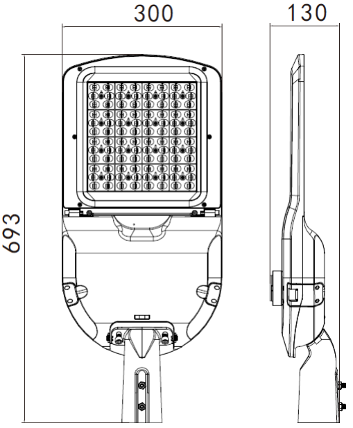ขนาดโคมไฟถนน LED MASTERPRO-5 Series 200W-240W